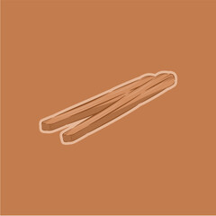 illustration of wooden chopsticks as eating utensils, cute cartoon chopsticks