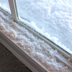 Snow covered windowsill