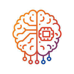 Futuristic artificial intelligence digital brain concept with glowing neural networks
