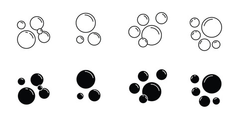 Bubble icons set. Soap foam symbols. Oxygen bubble, fizzy drink icon. Bubbles outline vector icons . eps 10