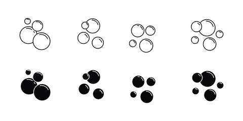Fototapeta premium Set of Bubbles icon. Soap foam, fizzy drink, oxygen bubble pictogram pack symbol template for graphic and web design collection logo vector illustration . eps 10 
