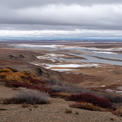 Arctic river valley landscape