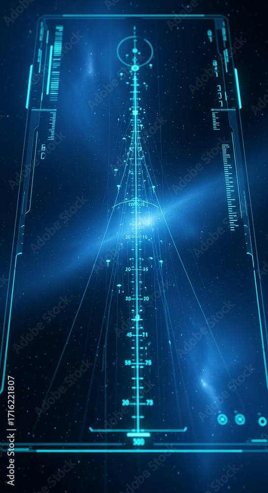 Aufkleber abstract blue digital interface with glowing lines and data points, showcasing futuristic technology