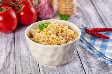 Vegan cuisine - boiled bulgur garnish