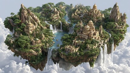 Grand palace on floating rock high resolution picture