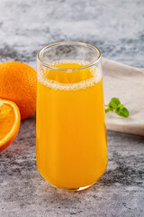 Fresh orange juice in the glass
