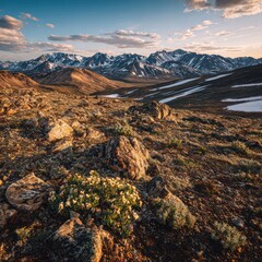 Mountain landscape at sunset
