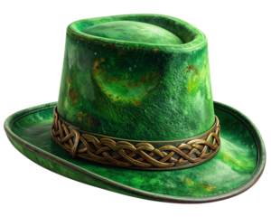 green hat with ribbon