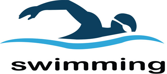 Swimming Logo Icon – Swimmer in Water, Sports Training, Fitness and Aquatic Activity Symbol. Resize and editable, EPS 10.