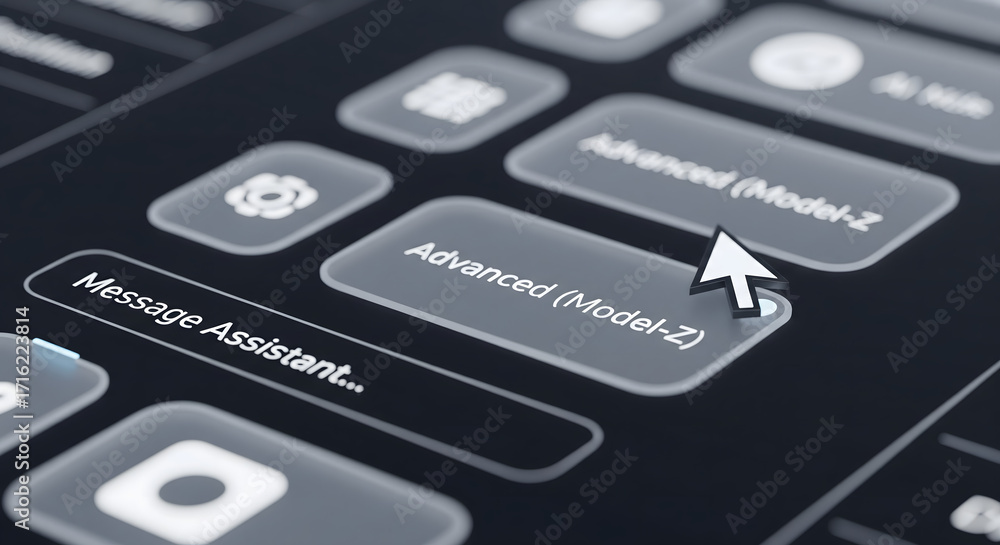 Wall mural digital interface: a sleek, modern digital interface, focusing on 'message assistant' and 'advanced 