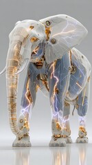 Robotic elephant with futuristic glowing armor high resolution picture