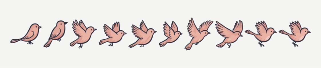 Obraz premium Birds flying in flat style on white background vector