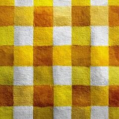 Yellow and white checkered fabric texture brown