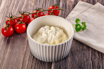 Italian delicous stracciatella young soft cheese