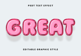 Pink Floating Ribbon Balloon Text Effect Infated Bubble Party Font