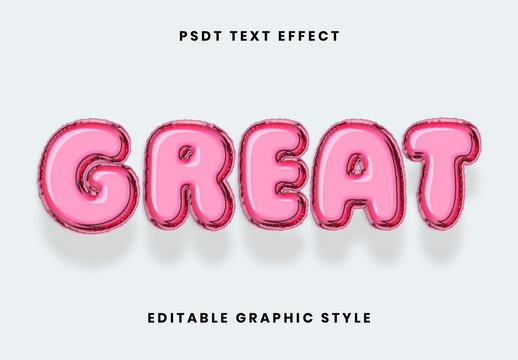 Pink Floating Ribbon Balloon Text Effect Infated Bubble Party Font