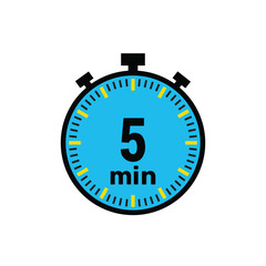 quick timer showing 5 minutes for fast cooking, exercise, or meetings reminder icon on white