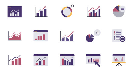 Modern flat design business analytics and data visualization icons set