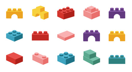 Naklejka premium Colorful building blocks collection for creative play and design inspiration