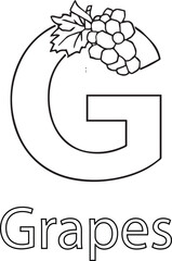 Letter G Coloring Page: Grapes Illustration