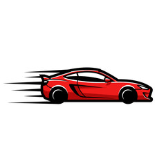 Fototapeta premium Red Sports Car Speeding Motion Blur Vector Illustration.
