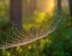 Spooky Halloween Cobweb with Dewdrops, a Scary Ghostly Web Evoking Halloween Nights