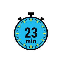 quick timer showing 23 minutes for fast cooking, exercise, or meetings reminder icon on white