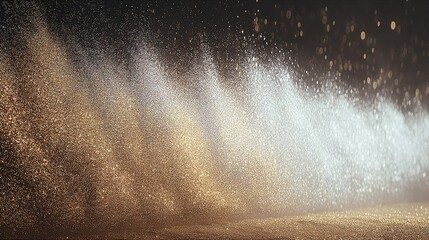 Abstract Glittering Particles Creating a Shimmering Background in Warm Gold and Silver Hues