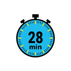 quick timer showing 28 minutes for fast cooking, exercise, or meetings reminder icon on white