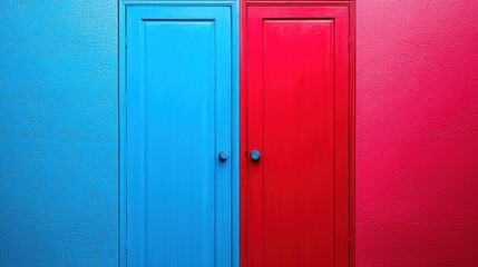 Fototapeta premium Colorful doors present contrasting choices