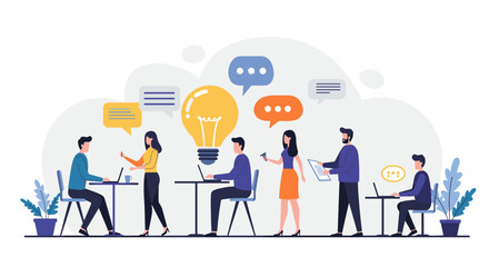 Collaborative teamwork and creative brainstorming in modern workplace