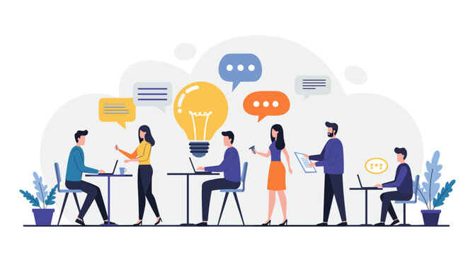 Collaborative teamwork and creative brainstorming in modern workplace