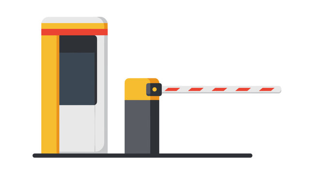 Modern flat design parking barrier gate with automated control system