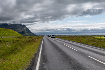 Highway in landscapes of Iceland