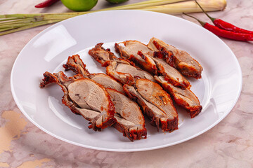 Roasted gourmet duck fillet slices