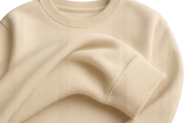 Creamy beige sweatshirt isolated on transparent background, casual fashion style