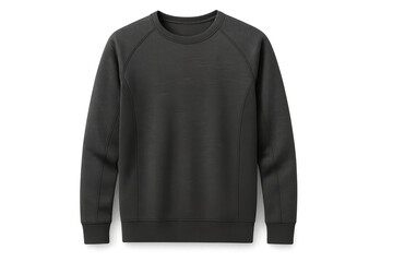 Minimalist dark grey crewneck sweatshirt, isolated on a transparent background