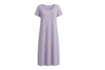 Comfortable lilac short-sleeved maxi dress isolated on transparent background