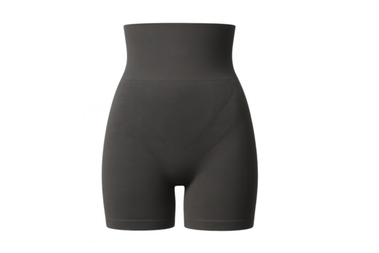 Dark grey high-waisted shapewear shorts isolated on transparent background - Powered by Adobe