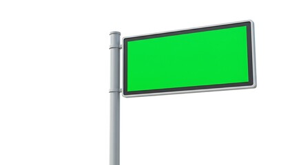 Blank Green Screen Billboard on Post, Isolated