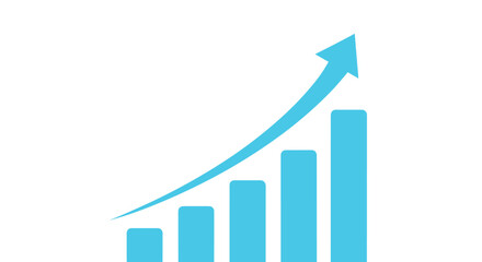 Visualizing the upward trend of bar chart with arrow indicating growth.