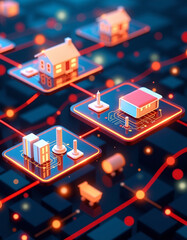 Futuristic Floating Data Interfaces with Financial Icons