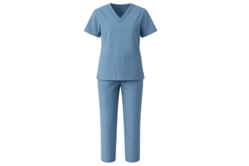 Blue medical scrub uniform isolated on transparent background for healthcare