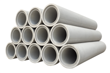 Stack of large concrete drainage pipes