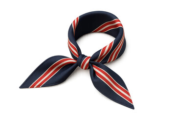 Fototapeta premium Elegant blue and red striped neck scarf isolated on a transparent background