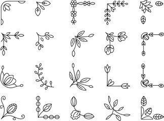 Collection of elegant floral and swirl decorative corner accents for design projects