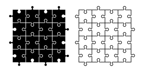 Different collection of jigsaw puzzle icon teamwork concept flat and silhouette vector puzzle for apps and websites.