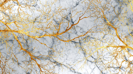 Gold branches on a marble background elegant design nature art