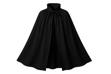 Dramatic black cape isolated on transparent background, mysterious attire