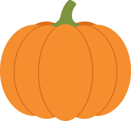 Simple Flat Style Orange Pumpkin Illustration for Autumn Harvest Season